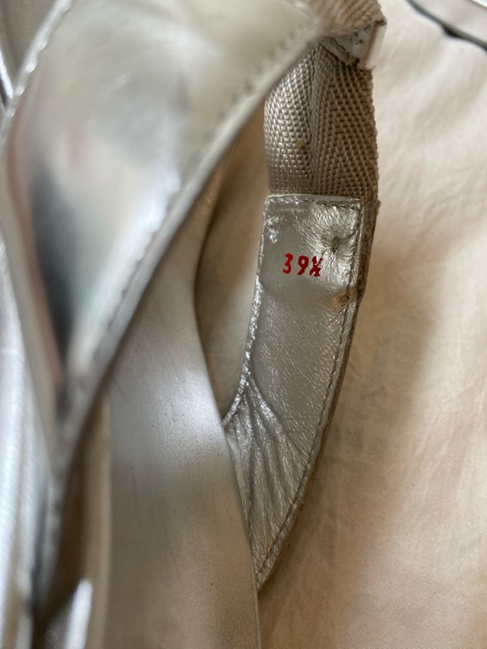Prada Silver Metallic Wedge Thong Sandals with Buckle Detail - Picture 6 of 6